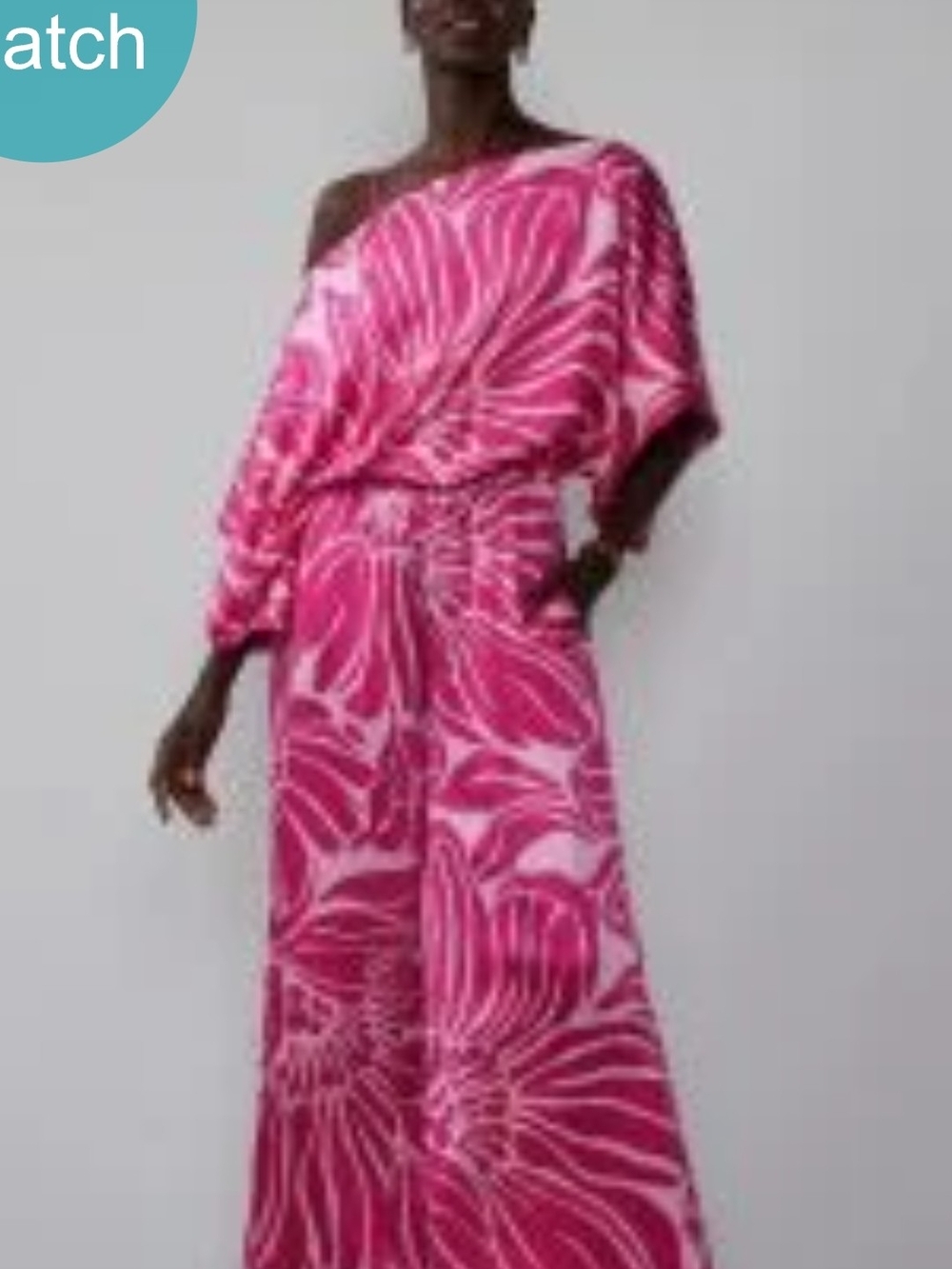 New York & Company Pink Floral Off-Shoulder Jumpsuit